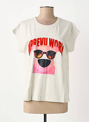 Tricou serigrafie mâneci scurte gri IMPREVU femeie