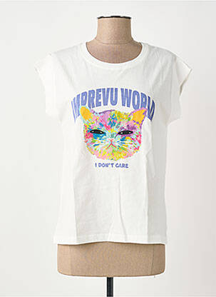 Tricou serigrafie mâneci scurte alb IMPREVU femeie