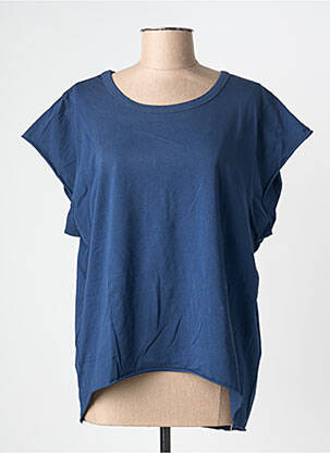 Tricou croială dreaptă mâneci scurte albastru ADILYNN femeie