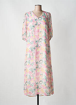 Rochie midi imprimeu floral mâneci scurte roz MADE IN SENS femeie