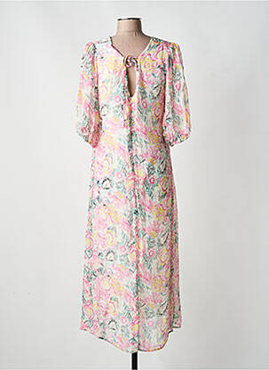 Rochie midi imprimeu floral mâneci scurte roz MADE IN SENS femeie