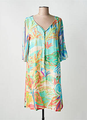 Rochie midi croială fluidă mâneci 3/4 verde ORIENTIQUE NATURALLY femeie
