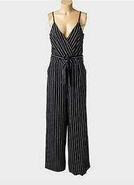 Salopetă-pantalon închidere cu nasturi pe față fără mâneci negru XT STUDIO femme
