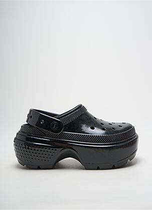 Mulete/saboți țesătură satinată toc de 7 la 9 cm negru CROCS femeie