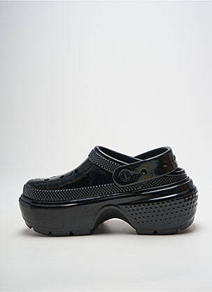 Mulete/saboți țesătură satinată toc de 7 la 9 cm negru CROCS femeie