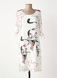 Rochie midi imprimeu fantezie mâneci scurte alb GREGORY PAT femme