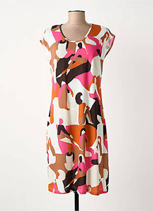 Rochie midi imprimeu fantezie mâneci scurte portocalie MERI & ESCA femeie