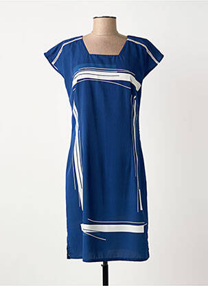 Rochie midi imprimeu fantezie mâneci scurte albastru MERI & ESCA femeie