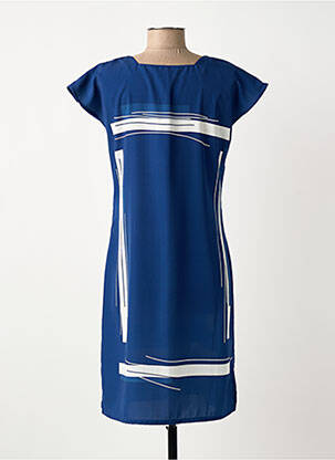 Rochie midi imprimeu fantezie mâneci scurte albastru MERI & ESCA femeie
