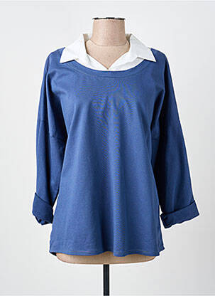 Tricou mâneci lungi mâneci lungi albastru COULEURS DU TEMPS femeie