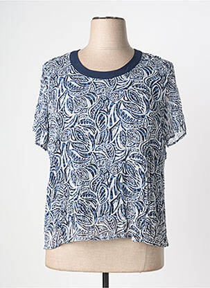 Top imprimeu fantezie mâneci scurte albastru GUY DUBOUIS femeie