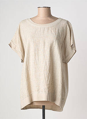 Top elasticitate mâneci scurte bej COULEURS DU TEMPS femme