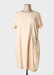 Rochie midi mâneci scurte mâneci scurte bej COULEURS DU TEMPS femeie