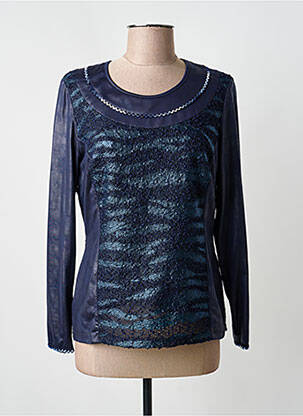 Top guler rotund mâneci lungi albastru GUY DUBOUIS femme