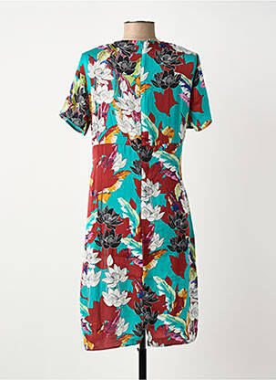 Rochie midi imprimeu floral mâneci scurte albastru SURKANA femeie