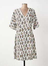 Rochie midi imprimeu fantezie mâneci scurte bej SURKANA femme