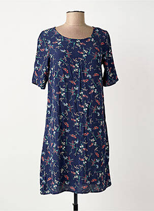 Rochie scurtă croială fluidă mâneci scurte albastru SURKANA femeie
