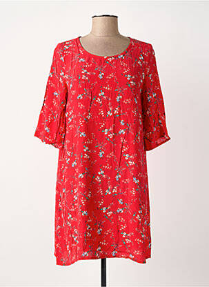 Rochie scurtă croială fluidă mâneci 3/4 roșu SURKANA femeie