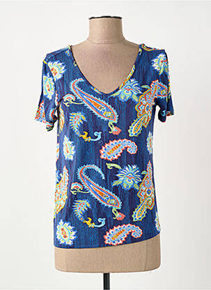 Tricou imprimeu fantezie mâneci scurte albastru SURKANA femeie