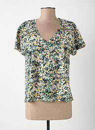 Tricou guler în v mâneci scurte verde SURKANA femme
