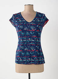 Tricou guler în v mâneci scurte albastru SURKANA femme