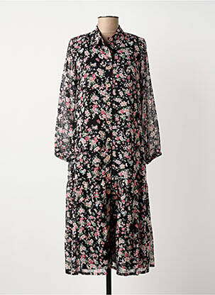 Rochie midi imprimeu floral mâneci lungi negru GUY DUBOUIS femme