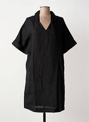 Rochie midi țesătură crep mâneci scurte negru SAINT JAMES femeie