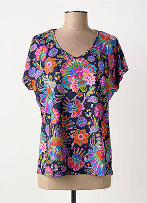 Tricou guler în v mâneci scurte albastru TINTA STYLE femeie