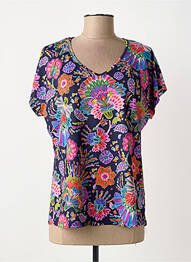 Tricou guler în v mâneci scurte albastru TINTA STYLE femme