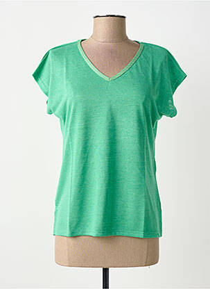 Tricou guler în v mâneci scurte verde BARILOCHE femeie