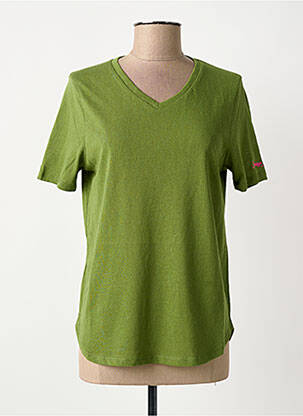 Tricou guler în v mâneci scurte verde ICONIQUE femeie