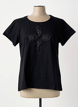 Tricou croială dreaptă mâneci scurte negru BARILOCHE femeie