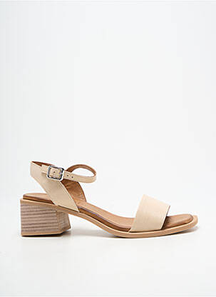 Sandale/pantofi decupați material neted toc de 4 la 6 cm bej SANTAFE femeie