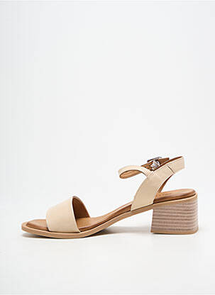 Sandale/pantofi decupați material neted toc de 4 la 6 cm bej SANTAFE femeie