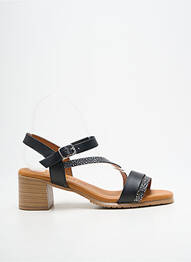 Sandale/pantofi decupați material neted toc de 4 la 6 cm negru EVA FRUTOS femme
