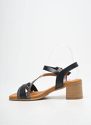 Sandale/pantofi decupați material neted toc de 4 la 6 cm negru EVA FRUTOS femme