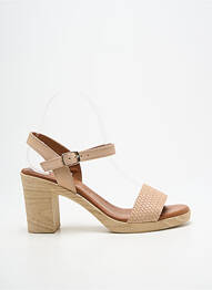 Sandale/pantofi decupați toc pătrat toc de 7 la 9 cm bej EVA FRUTOS femme