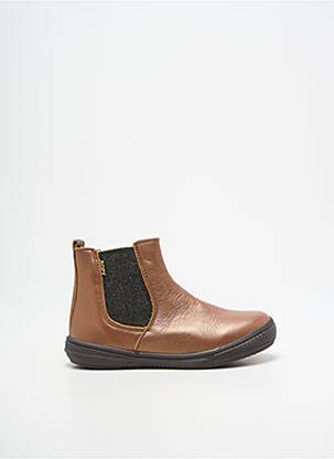 Botine/ghete țesătură satinată vârf rotund maro BOPY fată