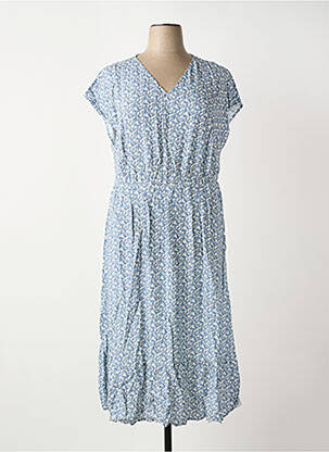 Rochie midi imprimeu floral mâneci scurte albastru SHEEGO femeie