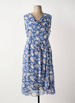 Rochie midi imprimeu floral mâneci scurte albastru SHEEGO femeie