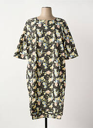 Rochie midi imprimeu floral mâneci scurte negru SHEEGO femme