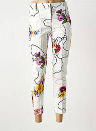 Pantalon 7/8 elasticitate mărime normală alb COULEURS DU TEMPS femme