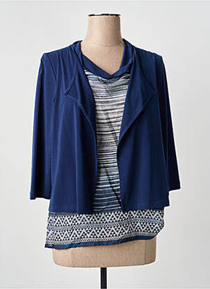 Top guler rotund mâneci 3/4 albastru GUY DUBOUIS femme