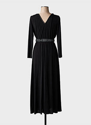 Rochie lungă țesătură poplin mâneci lungi negru GREGORY PAT femeie