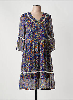 Rochie midi mâneci 3/4 mâneci 3/4 albastru MERI & ESCA femeie