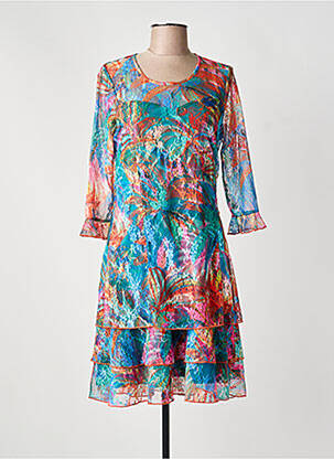 Rochie midi imprimeu fantezie mâneci lungi verde GREGORY PAT femeie