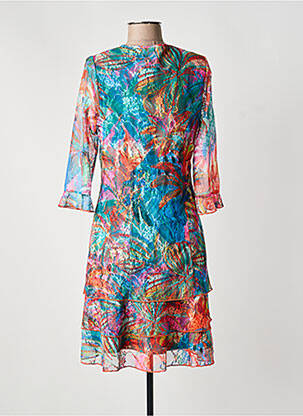 Rochie midi imprimeu fantezie mâneci lungi verde GREGORY PAT femeie