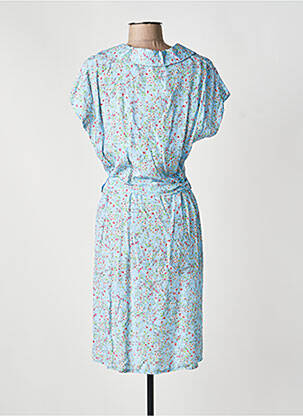 Rochie midi imprimeu floral mâneci scurte albastru COULEURS DU TEMPS femeie