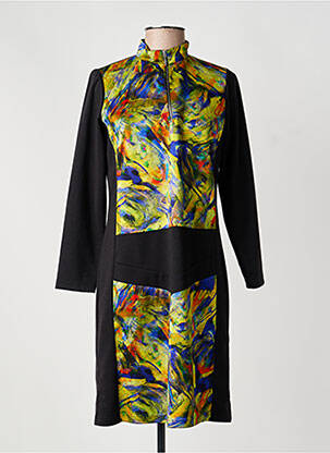 Rochie midi imprimeu fantezie mâneci lungi negru MERI & ESCA femme