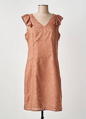 Rochie midi închidere cu fermoar la spate mâneci scurte maro MERI & ESCA femme